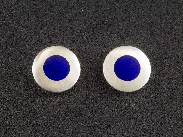 Emaille - Silber - Ohrstecker Magic Blue Uni