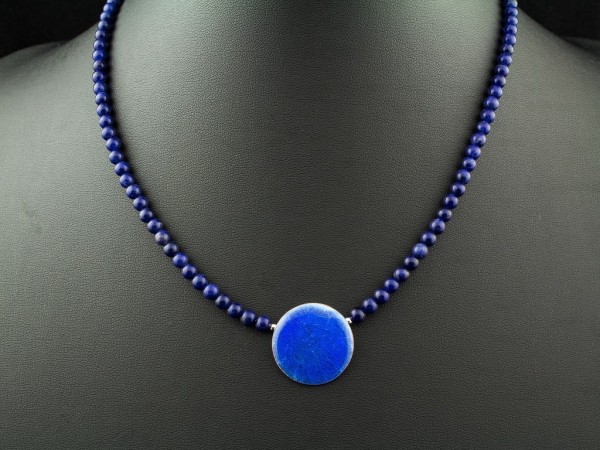 Emaille - Kettenanhänger Azzurro mit Lapis