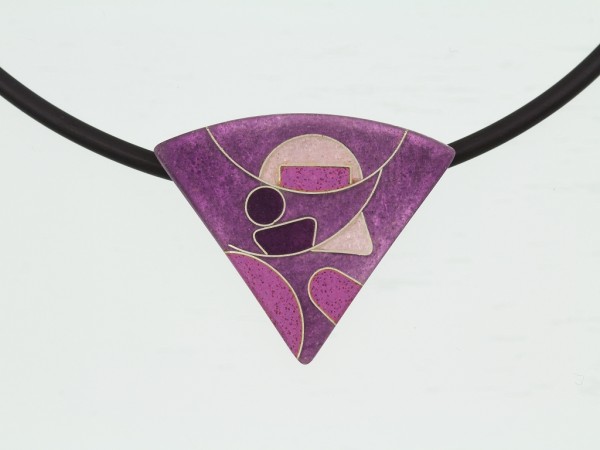 Emaille - Kettenanhänger Purple Dreieck